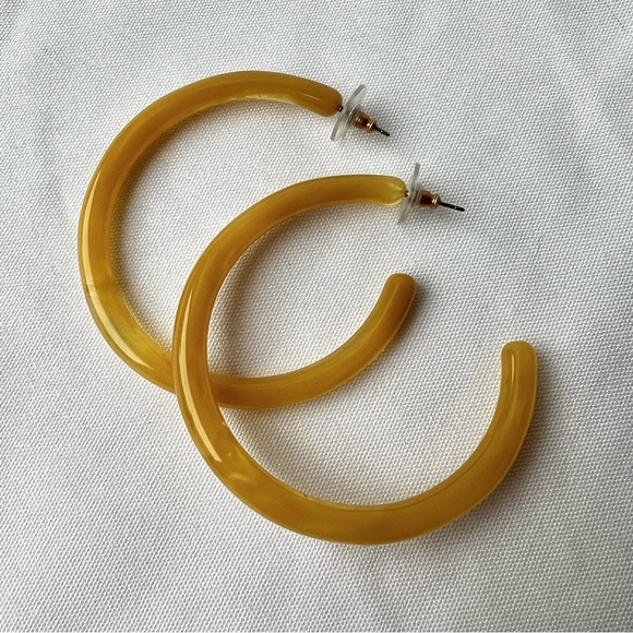 Ann Taylor Earrings, Yellow Hoops - Picture 2 of 5